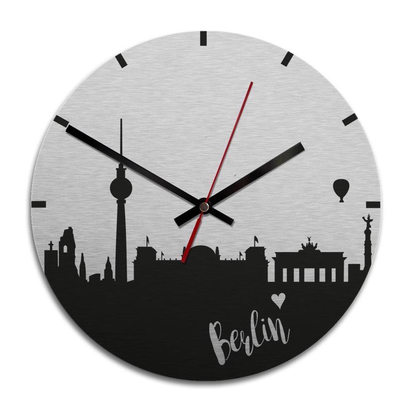 Horloge murale en Alu-Dibond - Argenté - Skyline Berlin