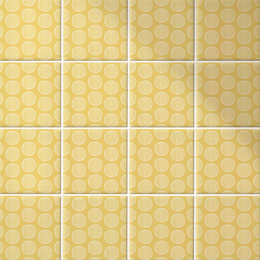 Azulejos Adhesivos Boho - círculos sol amarillo - lote de 12
