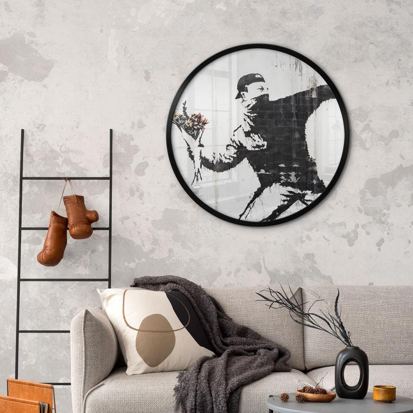 Poster tondo Banksy - Il lanciatore di fiori