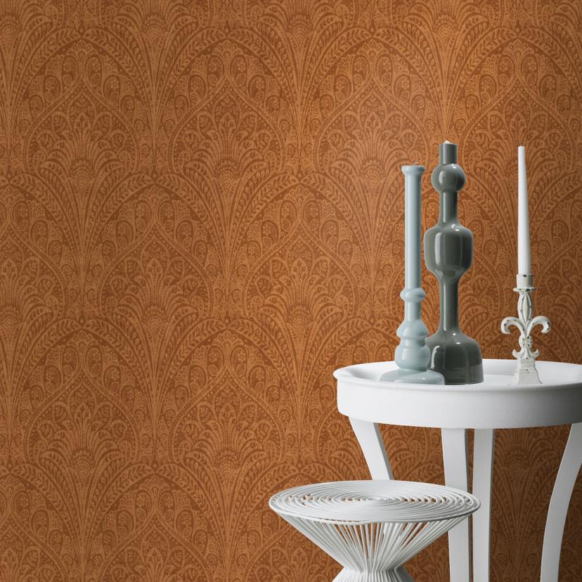 Rasch non-woven tapet, mønster tapet Indian Style brun-orange