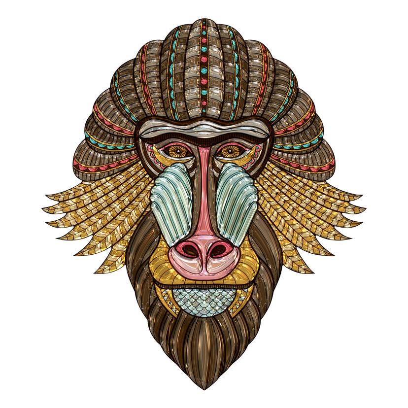 Wandtattoo Metallic Mandrill