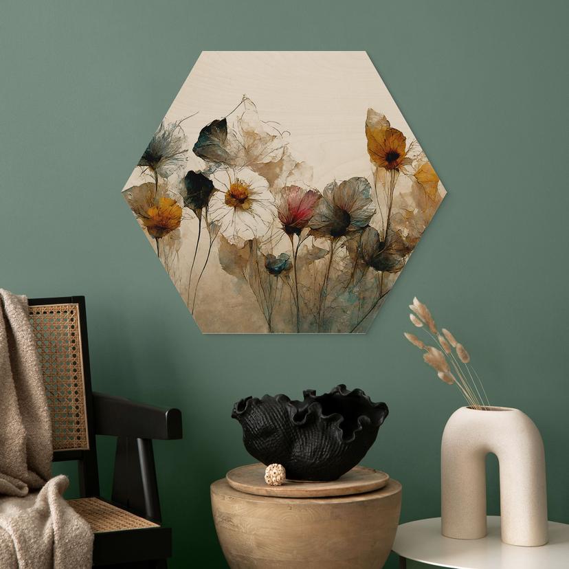 Esagono in legno Bouquet di fiori secchi - Treechild