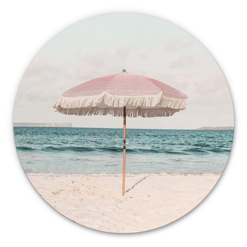 Tableau sur alu-Dibond rond Sisi & Seb - Parasol rose