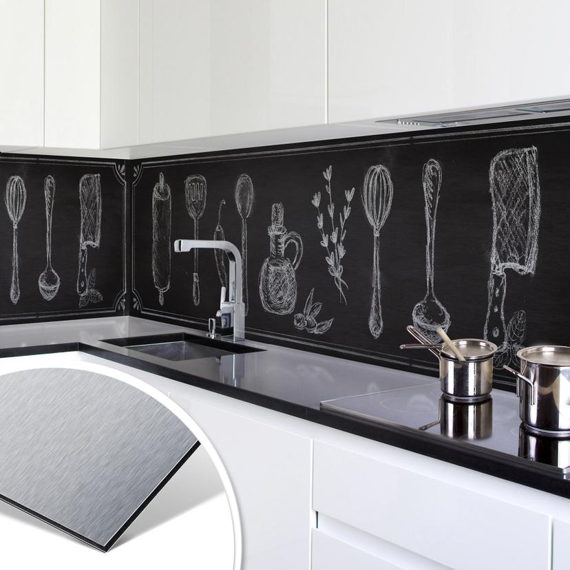 Revêtement pour cuisine - Alu-Dibond - Rustic Kitchen - Argenté