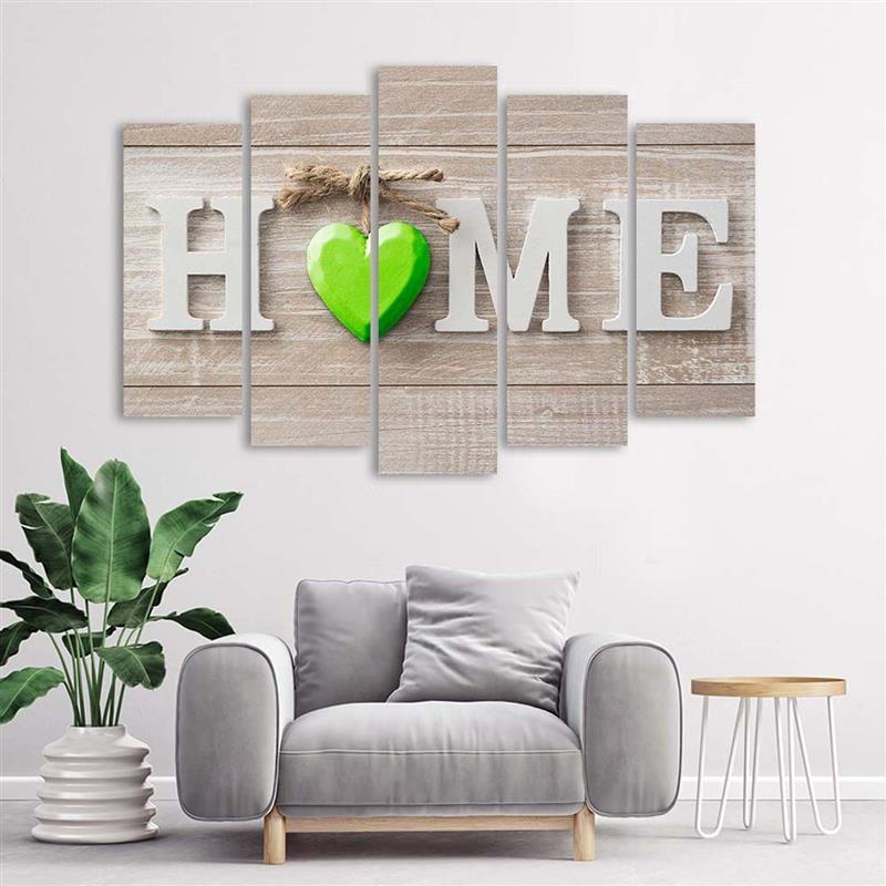 Stampa su tela 5 pezzi Home Heart Shabby Green