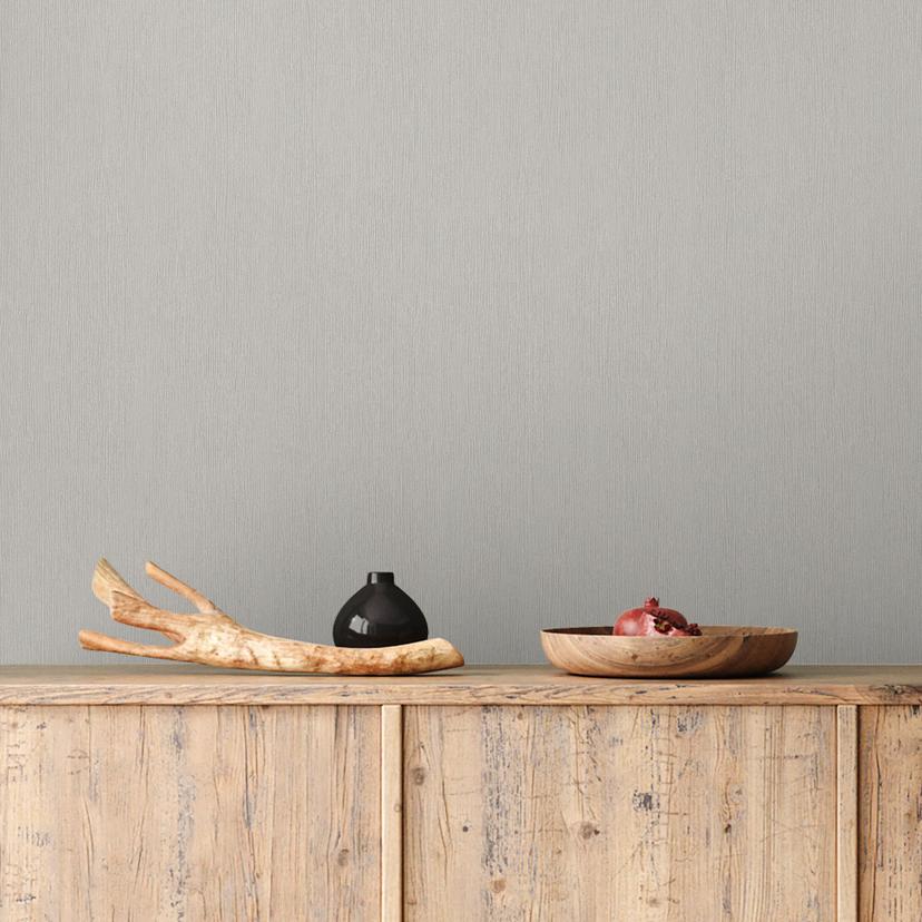 Non-woven tapet i tekstillook med struktureret overflade hvid, beige ensfarvet