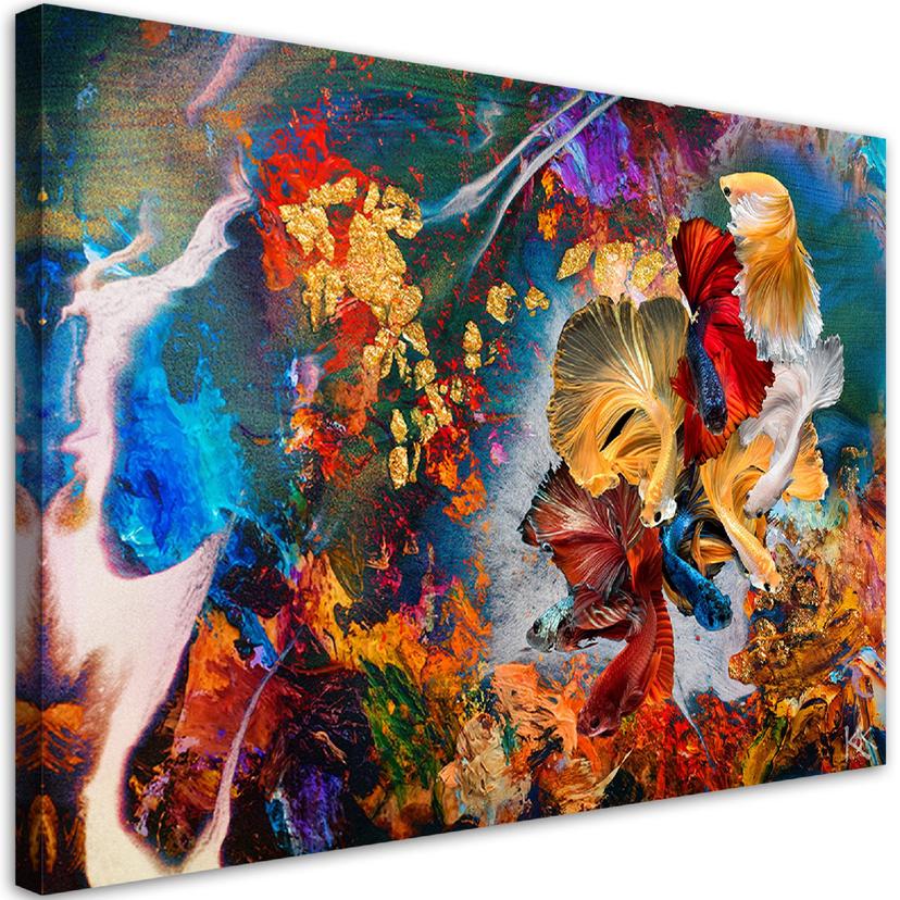 Canvasbillede, Farverig fisk abstraktion