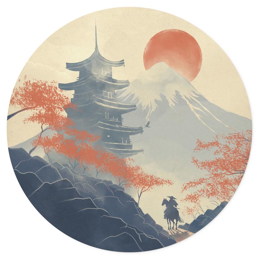 Adesivo murale Alba sulla pagoda - Roze - Rotondo