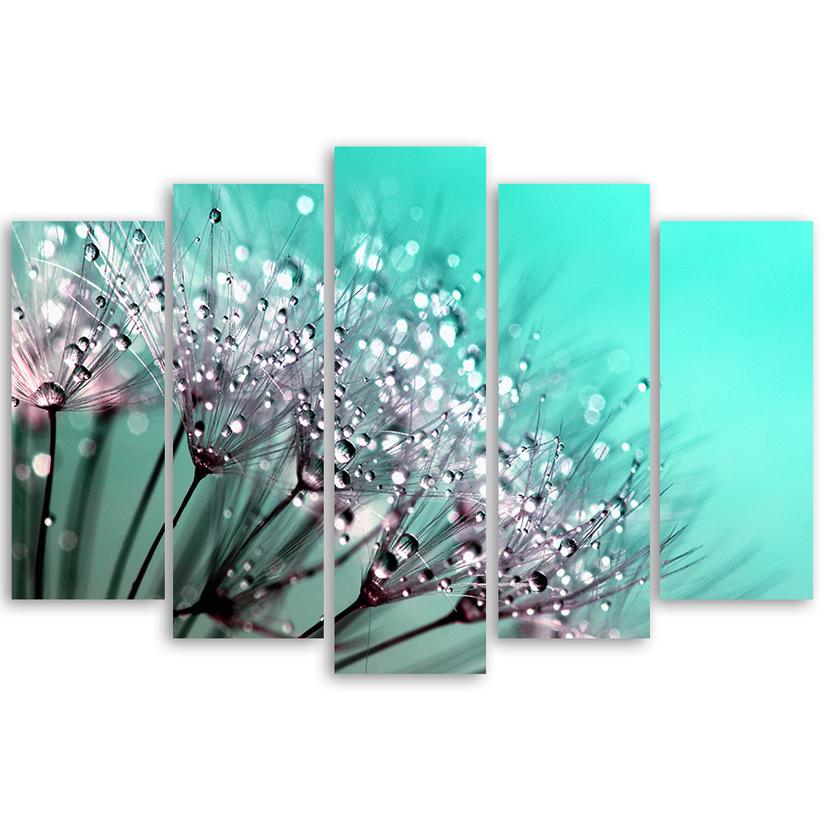 Stampa su tela 5 pezzi Fiori gonfiabili Turchese