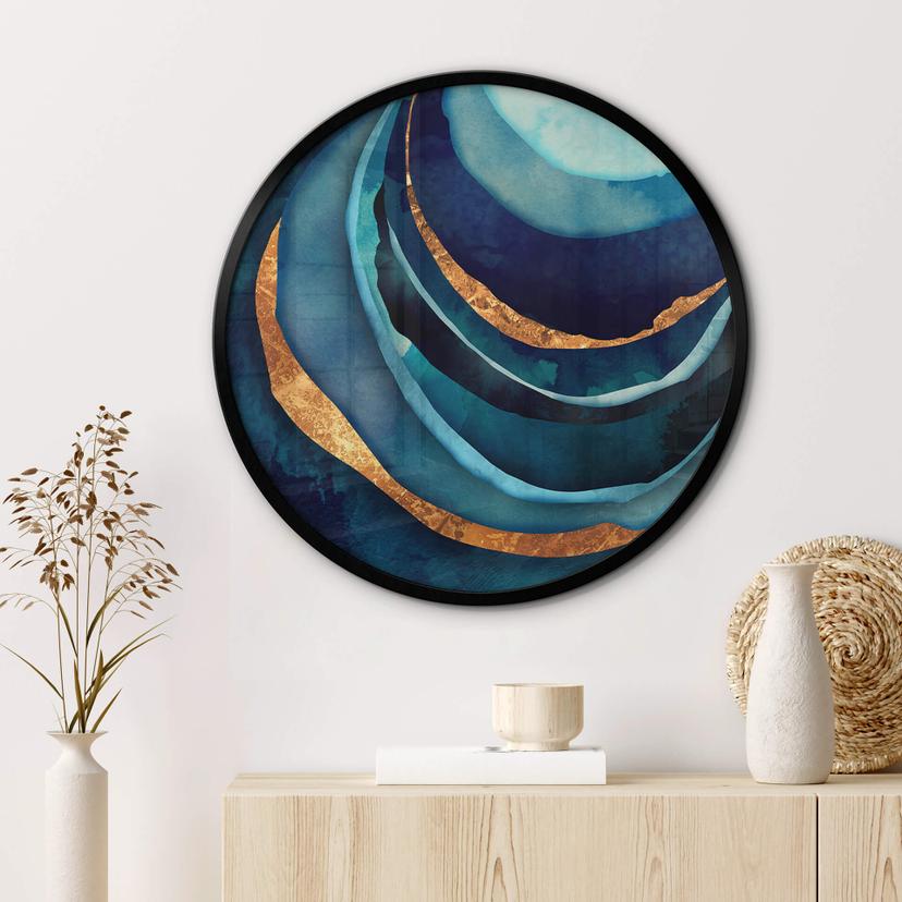 Poster SpaceFrog Designs - Blå och guld - Rund