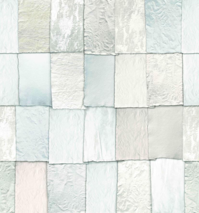 Fototapet Patchwork-papirlook i hvid og beige med fin struktur 3,4 x 3,18 m