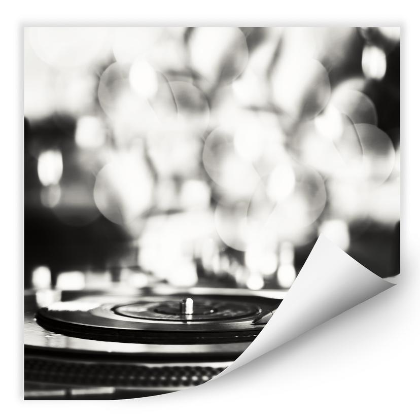 Zelfklevende Poster Vinyl Record on Turntables