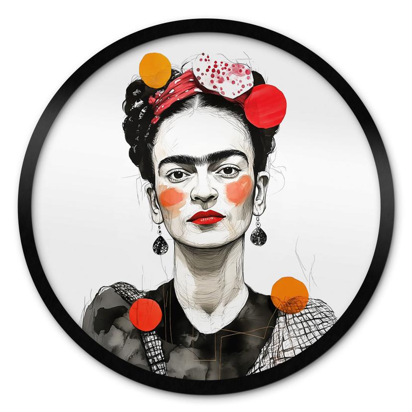 Plakat Frida Kahlo pop art-portræt - Jaszke - Rund