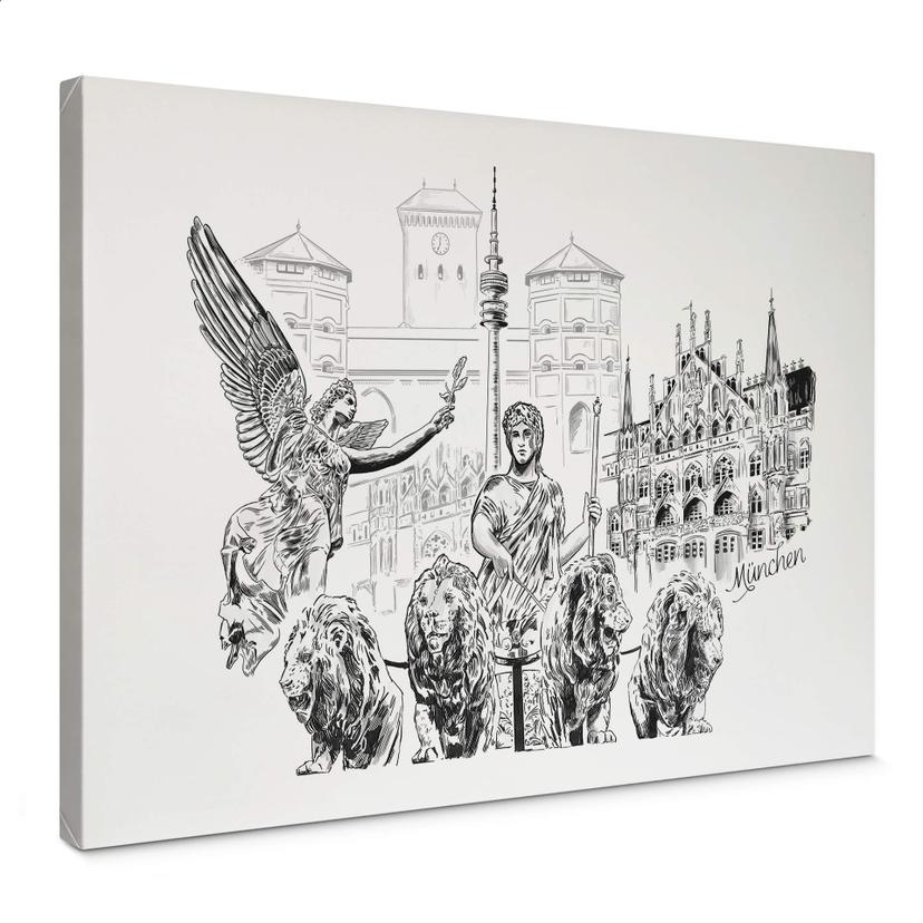Lienzo Munich - Blanco y negro - Love your City