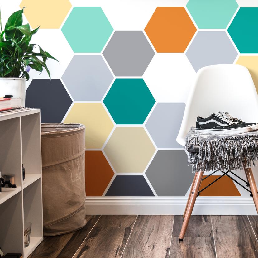 Muursticker Hexagon (set van 3)