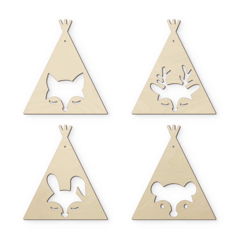 Decorazione in legno + corda - Animali