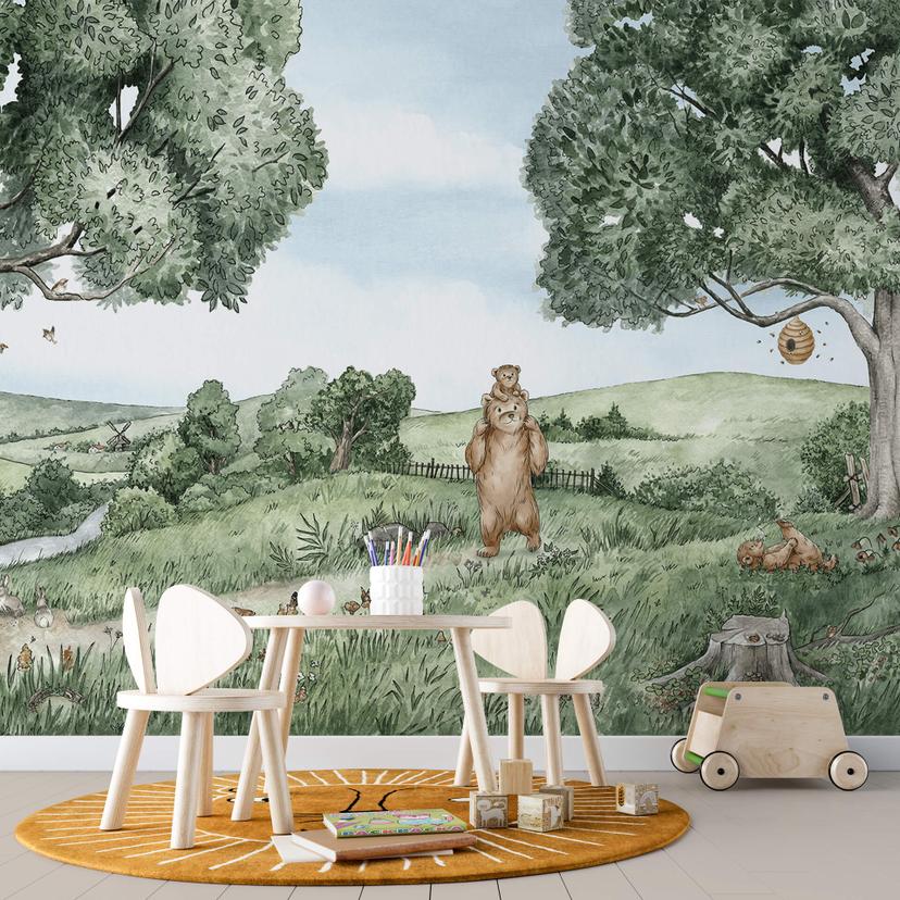 Papier peint photo Kikki Belle - Ours et Abeilles