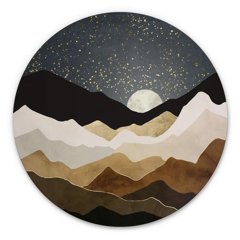 Tableau sur alu-Dibond rond SpaceFrog Designs - étoiles dorées