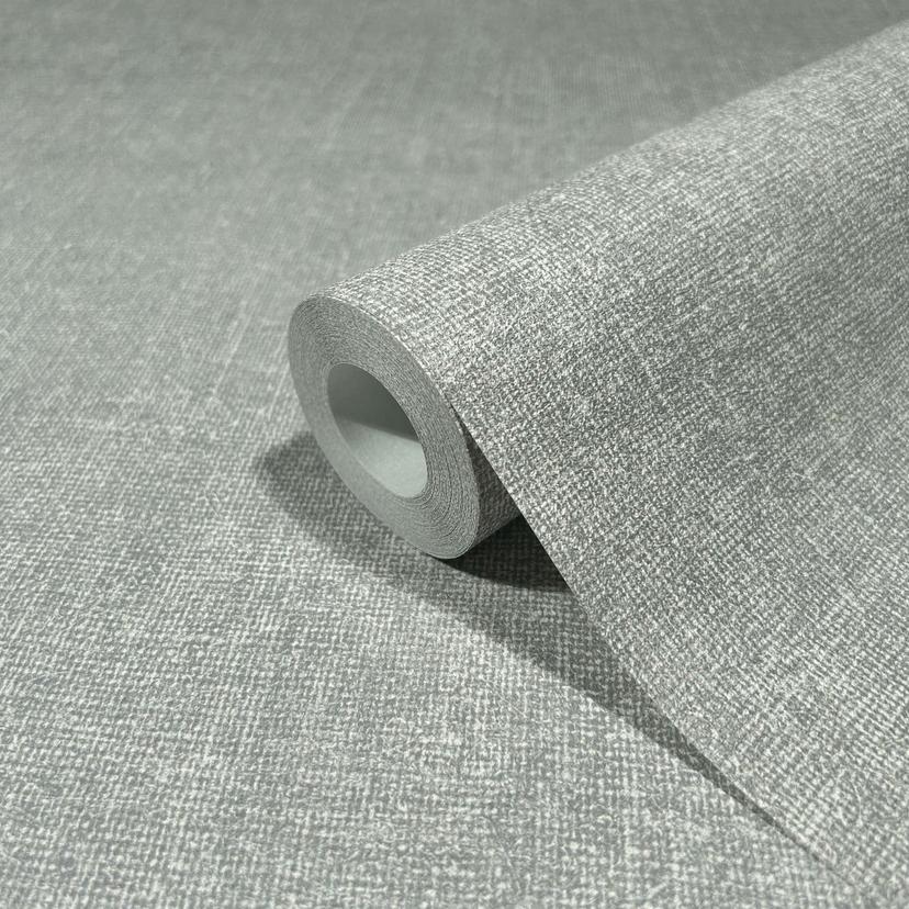 Non-woven tapet i moderne tekstureret ensfarvet grøn, grå ensfarvet