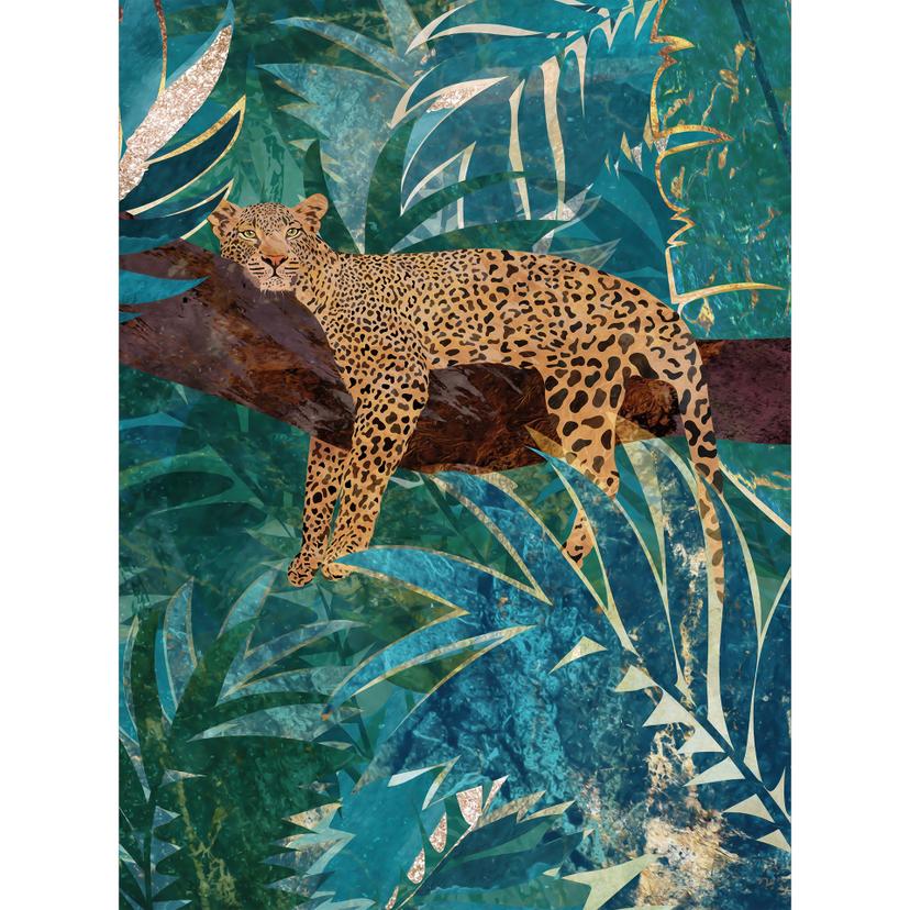 Leopardo nella giungla verde smeraldo - Fotomurale per la cameretta - Manovski