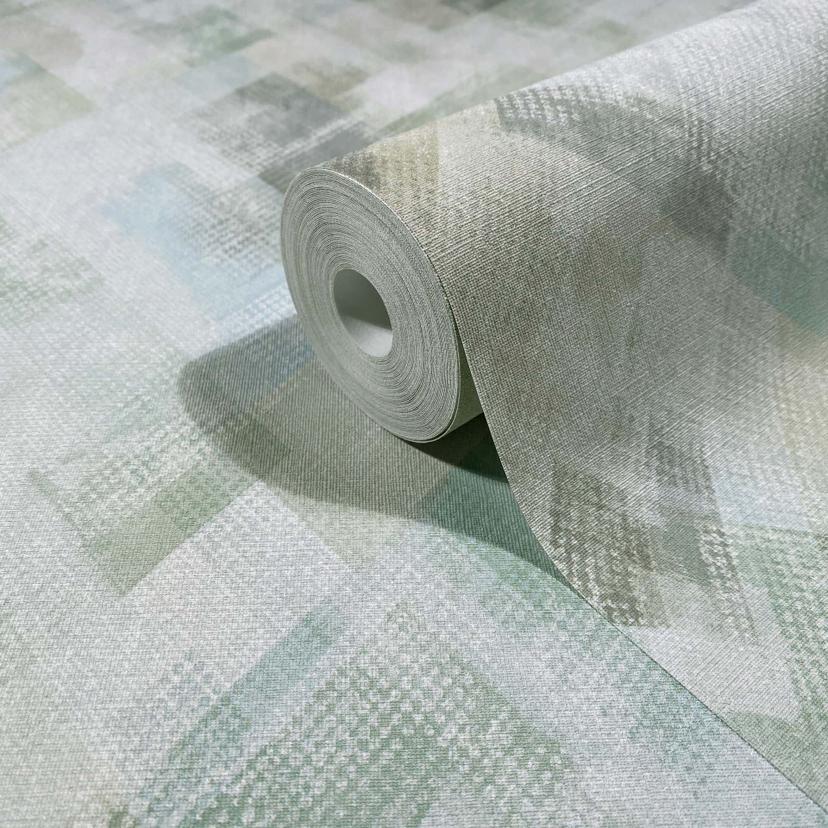 Vliesbehang strepen grafisch geometrisch mat in groen grijs