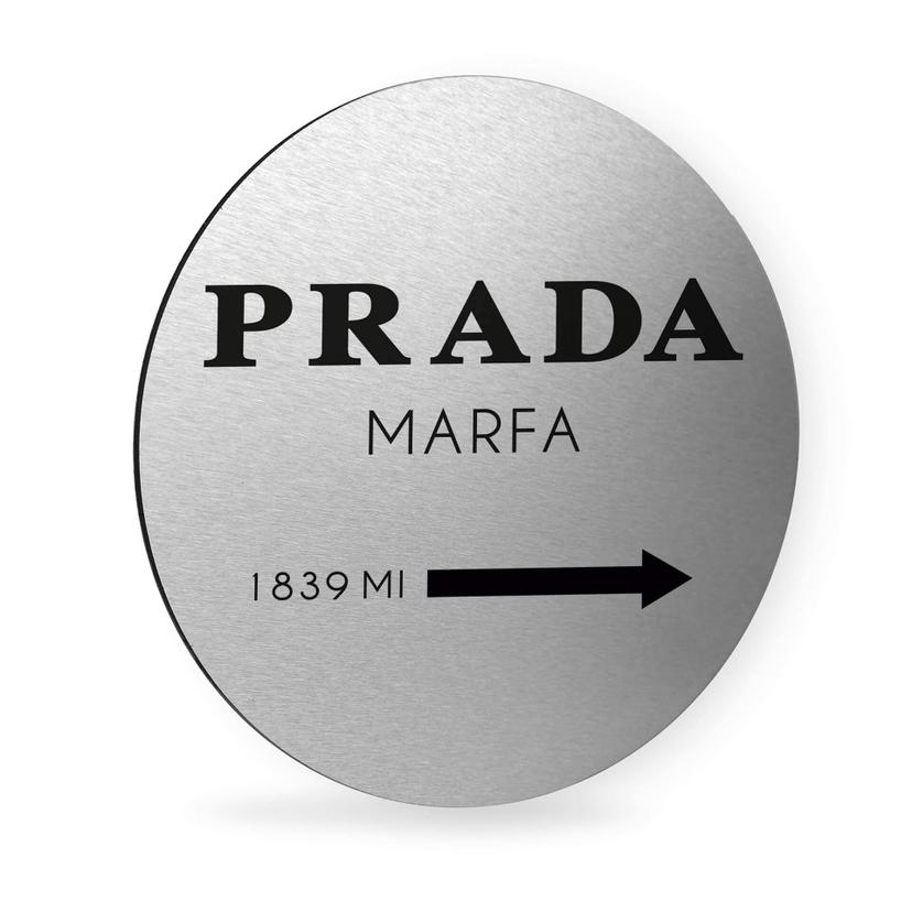 Alu-Dibond mit Silbereffekt - Prada Marfa - Rund