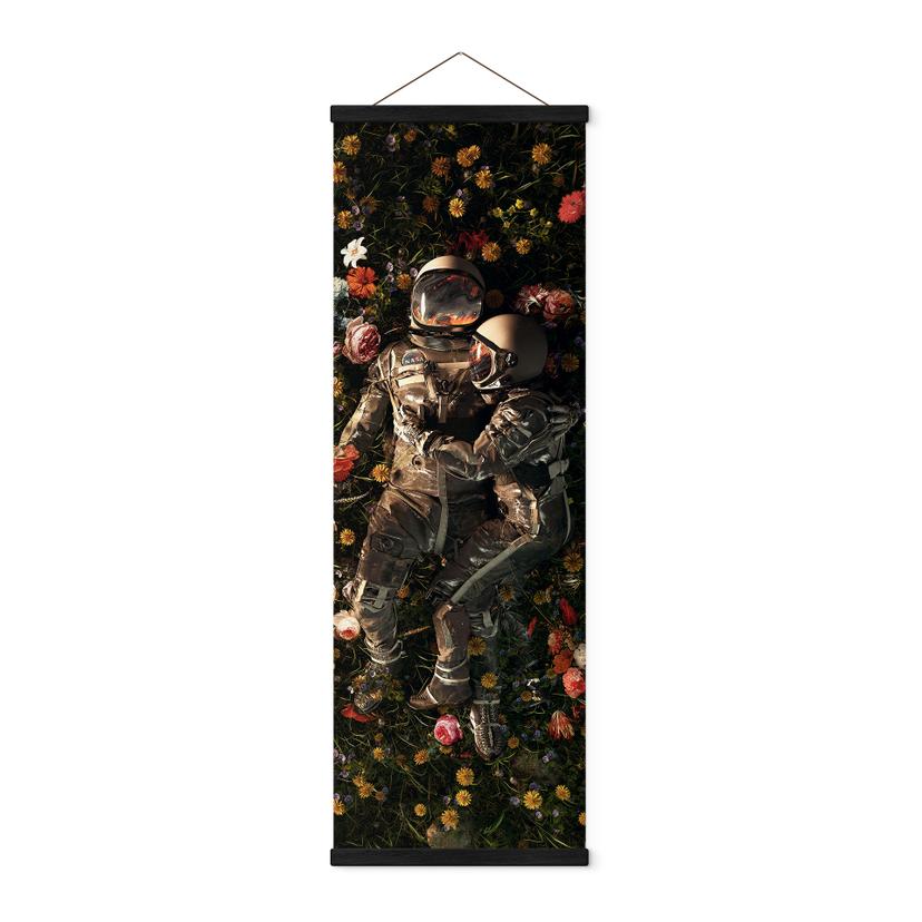 Tekstil plakat Astronauter på en blomstereng - Nicebleed