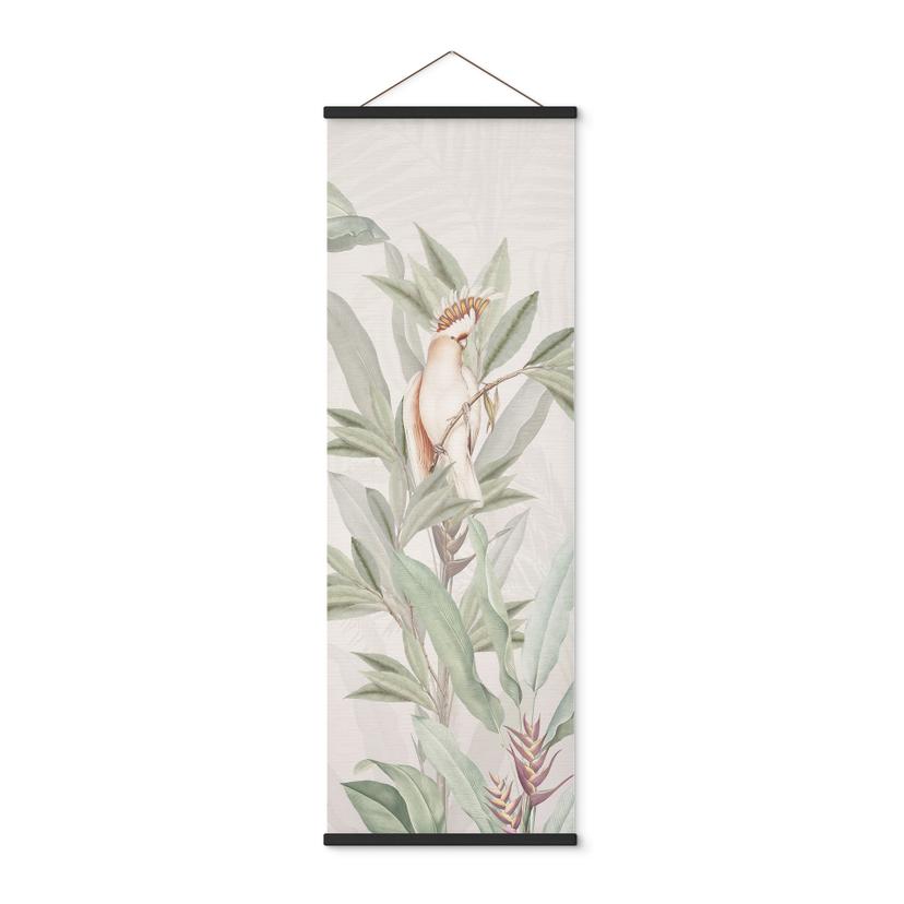 Tekstil plakat Tropisk skov med kakaduer - Bloomery Decor - Panorama