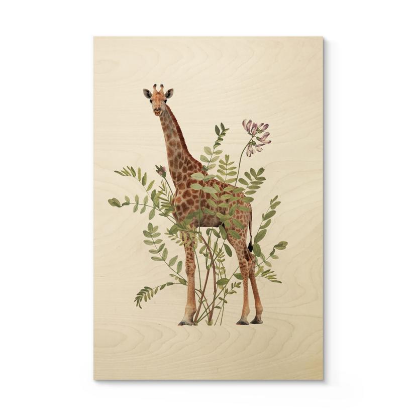 Blomstret giraf Billede af træ - Frida Floral Studio