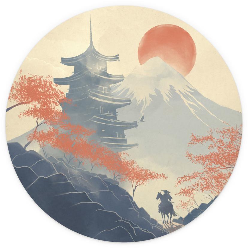 L'alba sulla Pagoda | Japan Art - Roze - Fotomurale - carta da parati in tessuto non tessuto/carta d