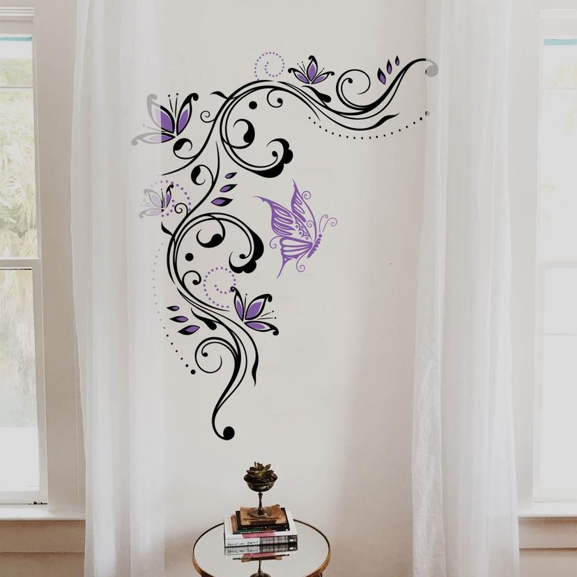 Sticker mural - Vrille de fleurs 5 (bicolore)