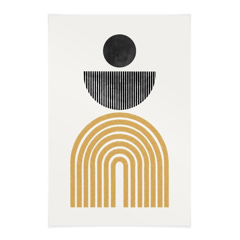 Textil poster Abstrakt komposition med cirkel och halvcirkel - The Miuus Studio