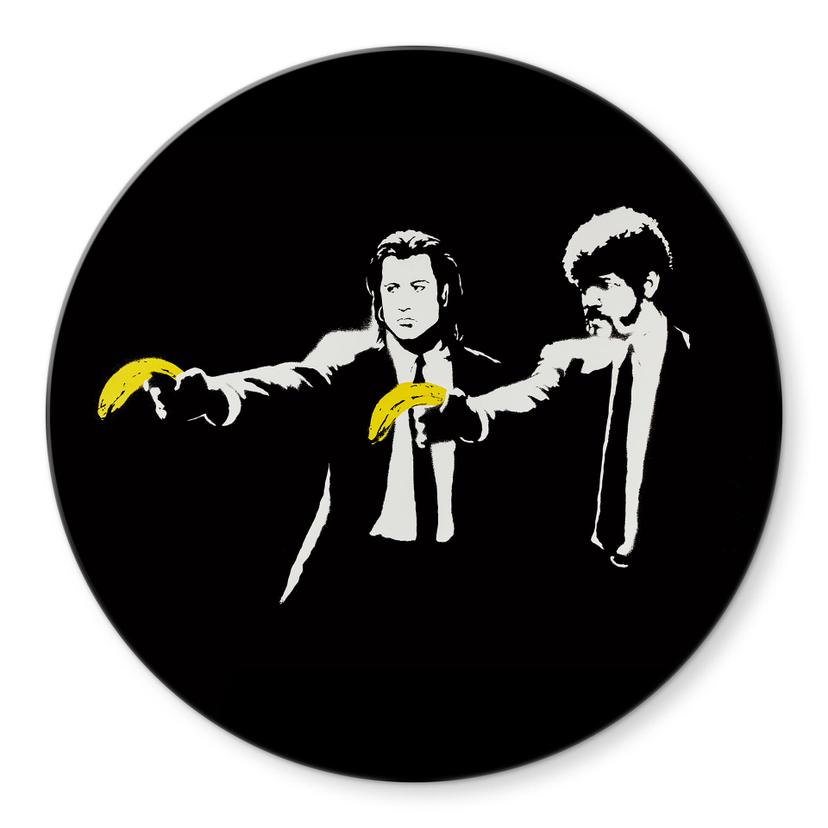 Tableau en verre Banksy - Pulp Fiction - Rond