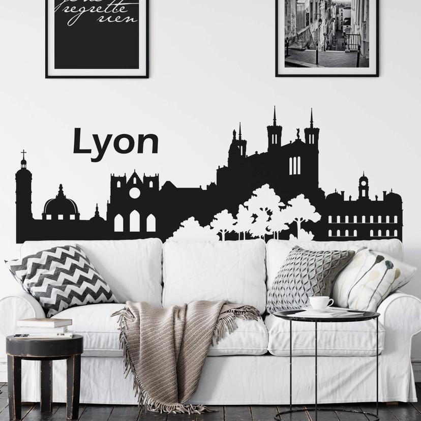 Muursticker Skyline Lyon
