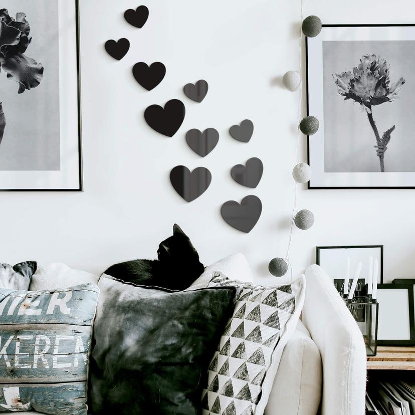 Juego de corazones acrílicos decorativos (10 piezas)