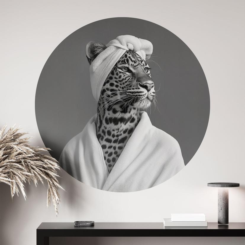 Royale spa time-out med leopard Wallsticker - Rahner - Round
