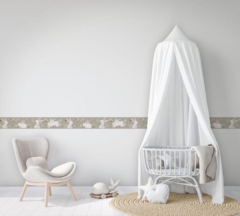 Carta da parati per bambini, carta da parati in tessuto non tessuto Pareti per bambini grigio, rosa