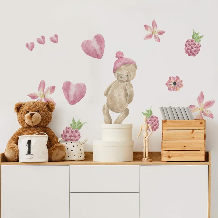Muursticker Set Teddybeer in aquarel