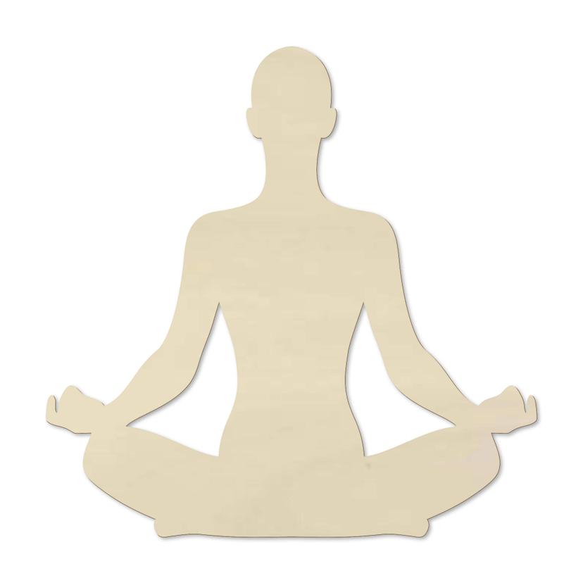 Väggdekorationer i trä poppel - yogaposition sittande 01