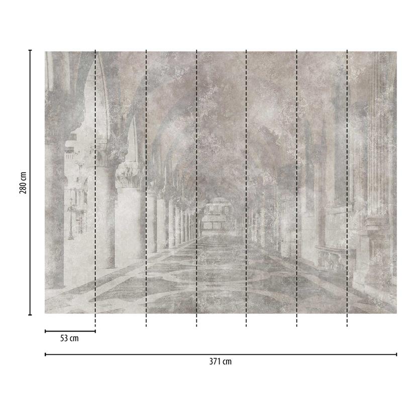 Carta da parati Arcade in grigio effetto pietra - Carta da parati in tessuto non tessuto con effetto