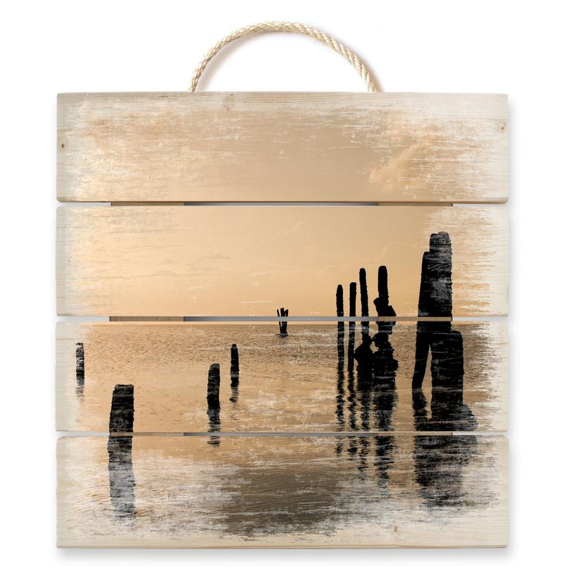 Trätavla Poster vid solnedgång - 40x41,5 cm