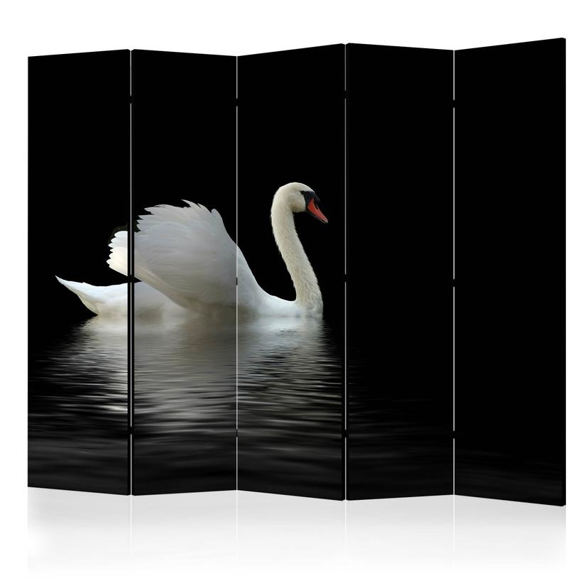 Rumdeler med skærm - Svane i mørk refleksion , 5-delt - 225x172 cm