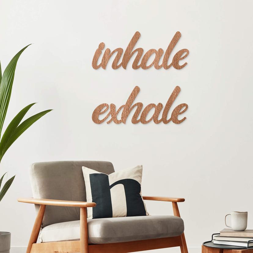 Træ vægdekoration mahogni finer inhale exhale