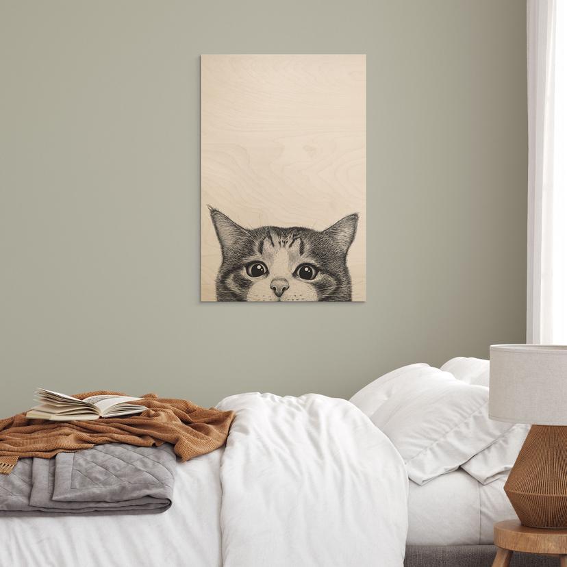 Houten foto Nieuwsgierige kat - Korenkova