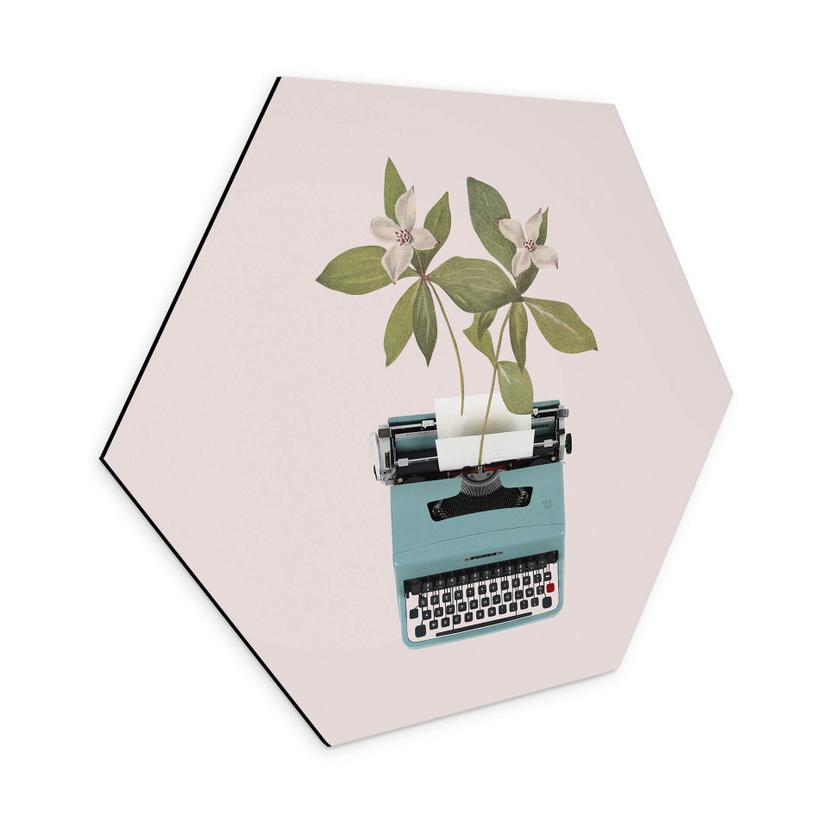 Hexagone - alu-Dibond Frida Floral Studio - Machine à écrire botanique