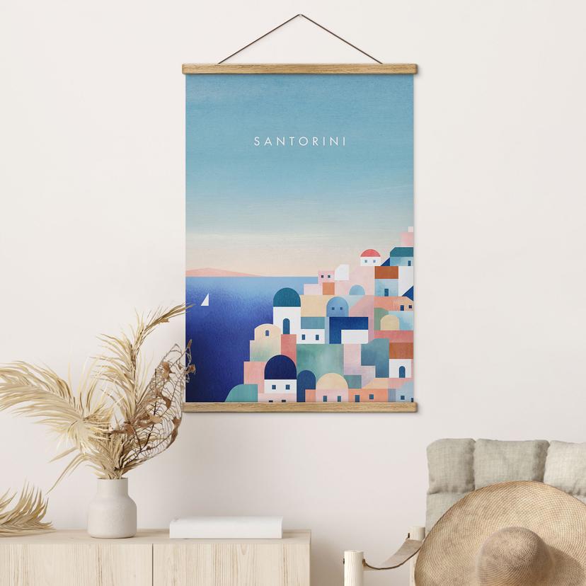 Poster tessile Case di Santorini - Rivers
