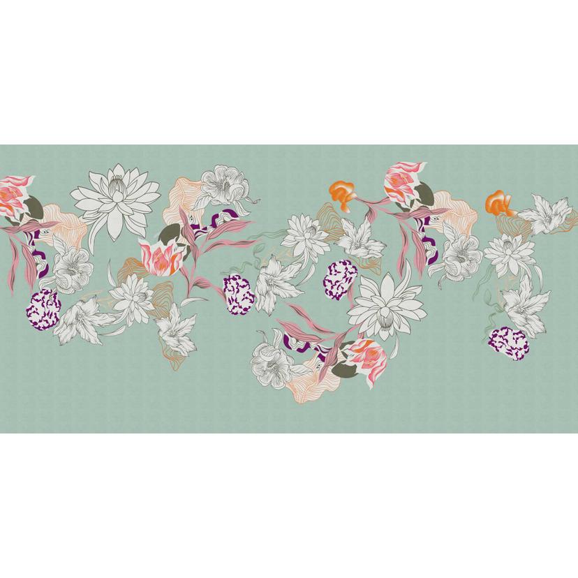 Papel pintado Floral verde menta - elegante papel pintado no tejido con motivos florales