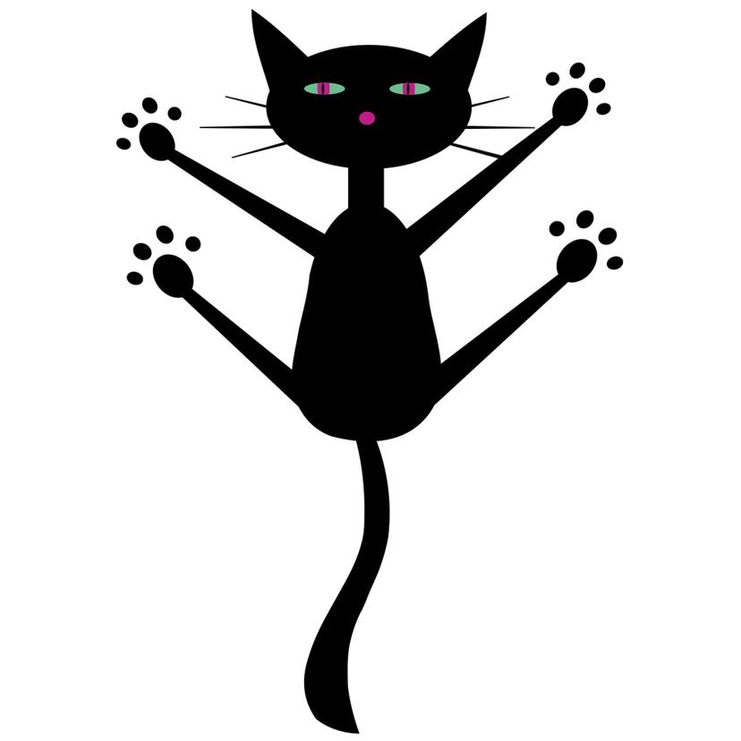 Adesivo murale - Gatto nero appeso