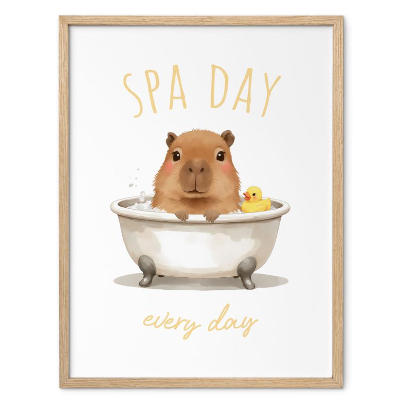 Plakat for børn - Spadag med Capybara