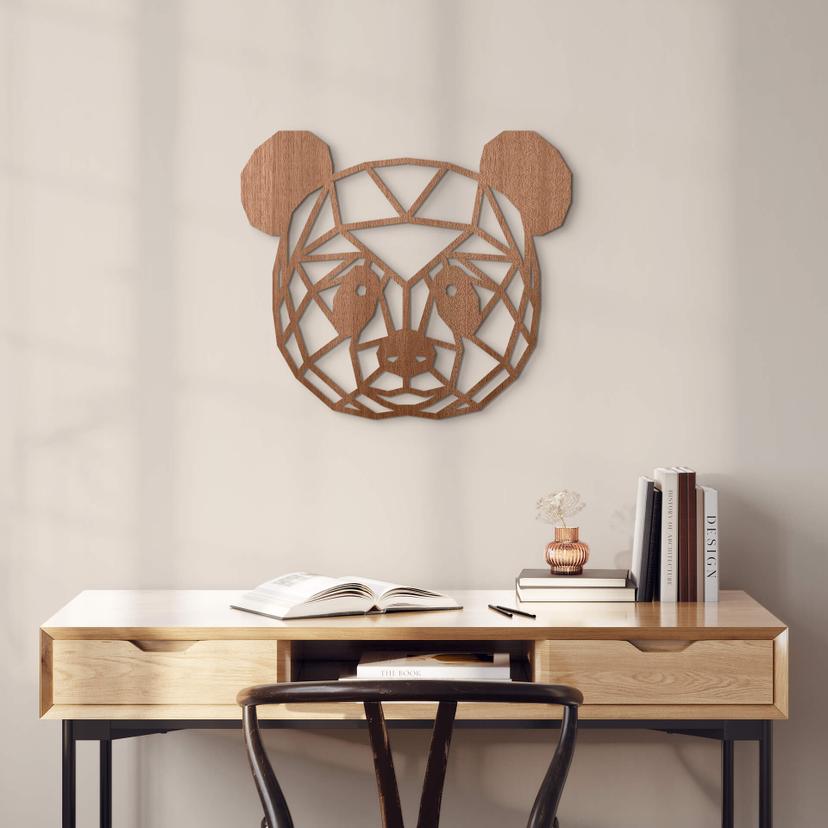 Décoration murale en bois acajou - Panda origami